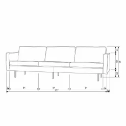 Rodeo bank 3-zits velvet oker - Loft24.nl