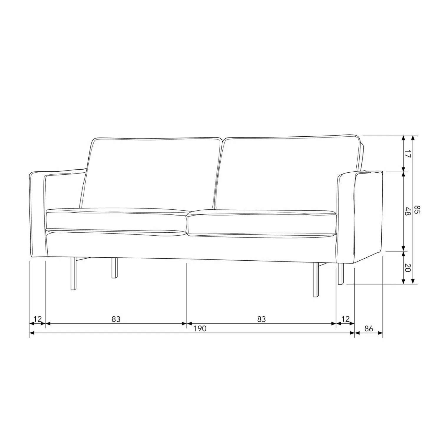 Rodeo bank 2,5-zits velvet roest - Loft24.nl