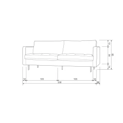 Rodeo classic bank 2,5-zits velvet antraciet - Loft24.nl