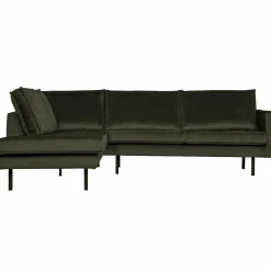 Rodeo hoekbank links velvet dark green hunter - Loft24.nl