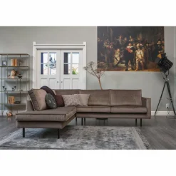 Rodeo hoekbank links velvet taupe - Loft24.nl
