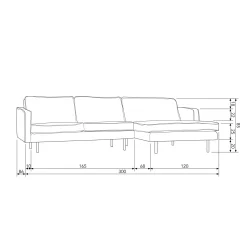 Rodeo Loungebank rechts structure velvet frost - Loft24.nl