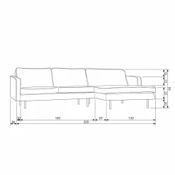 Rodeo Loungebank rechts velvet antraciet - Loft24.nl