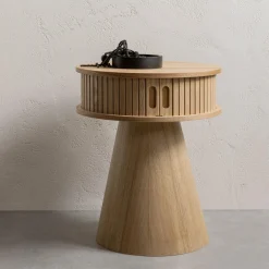 Rond Nachtkastje Karri Populierenhout, 38cm - Loft24.nl