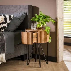 Rond Nachtkastje Tweak Mangohout - 40 cm - Loft24.nl