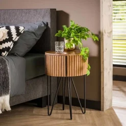 Rond Nachtkastje Tweak Mangohout - 40 cm - Loft24.nl