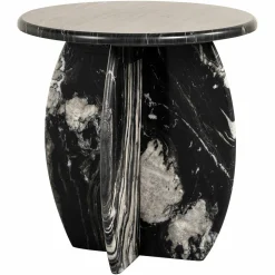 Ronde Bijzettafel Bancroft Marmer Ø50 cm - Zwart - Loft24.nl