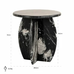 Ronde Bijzettafel Bancroft Marmer Ø50 cm - Zwart - Loft24.nl