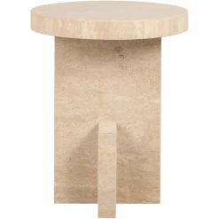 Ronde Bijzettafel Biltmore Travertin Ø45 cm - Beige - Loft24.nl