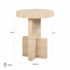 Ronde Bijzettafel Biltmore Travertin Ø45 cm - Beige - Loft24.nl