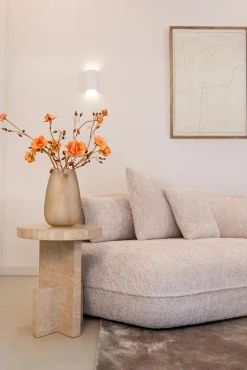 Ronde Bijzettafel Biltmore Travertin Ø45 cm - Beige - Loft24.nl