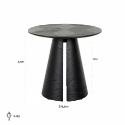 Ronde Bijzettafel Blax Eiken Ø58 cm - Zwart - Loft24.nl