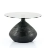 Ronde Bijzettafel Bond Hout en glas - 50 cm - Zwart (showmodel) - Loft24.nl