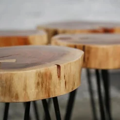 Ronde Bijzettafel Boomstam Acaciahout - 32cm - Loft24.nl