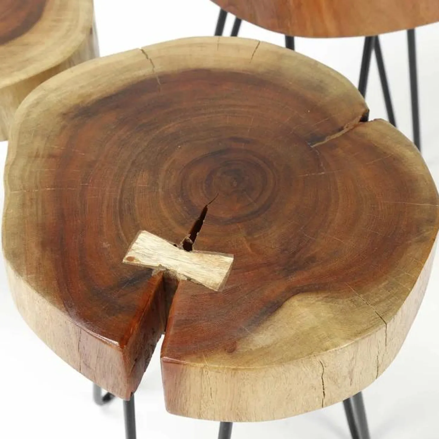 Ronde Bijzettafel Boomstam Acaciahout - 32cm - Loft24.nl