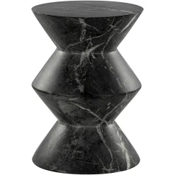 Ronde Bijzettafel Bosco Faux marmer Ø40 cm - Zwart - Loft24.nl