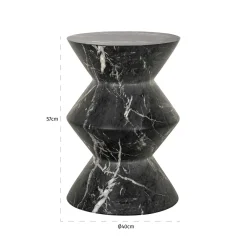 Ronde Bijzettafel Bosco Faux marmer Ø40 cm - Zwart - Loft24.nl