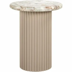 Ronde Bijzettafel Coronel Marmer Ø50 cm - Beige - Loft24.nl
