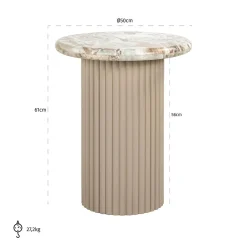 Ronde Bijzettafel Coronel Marmer Ø50 cm - Beige - Loft24.nl