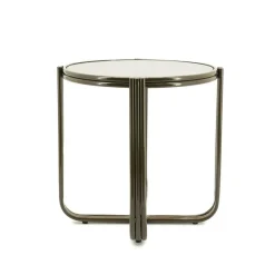 Ronde Bijzettafel Groovy Glas 43cm - Bruin - Loft24.nl