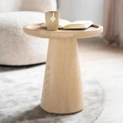 Ronde Bijzettafel Leia Eikenhout 46cm - Naturel - Loft24.nl