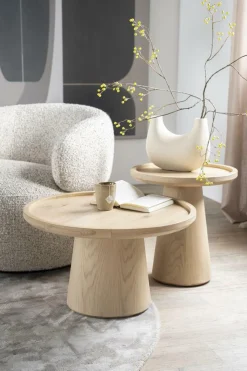 Ronde Bijzettafel Leia Eikenhout 46cm - Naturel - Loft24.nl