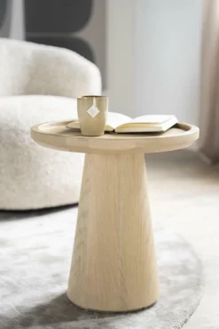 Ronde Bijzettafel Leia Eikenhout 46cm - Naturel - Loft24.nl