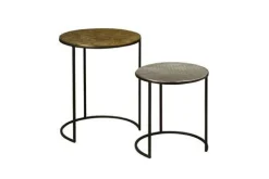 Ronde Bijzettafel Renew Iron set van 2 stuks - Meerkleurig - Loft24.nl