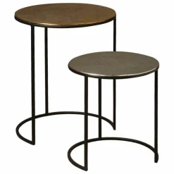 Ronde Bijzettafel Renew Iron set van 2 stuks - Meerkleurig - Loft24.nl