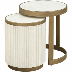 Ronde Bijzettafel Tivoli Stof en keramiek - Set van 2 stuks - Loft24.nl