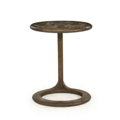 Ronde Bijzettafel Vito Marmer en Mangohout 43 x 37cm - Loft24.nl