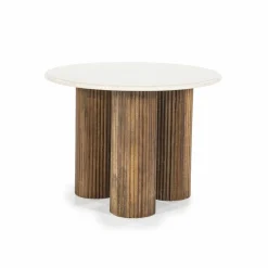 Ronde Bijzettafel Xavi Marmer en Mangohout - 60cm - Loft24.nl