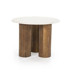 Ronde Bijzettafel Xavi Marmer en Mangohout - 60cm - Loft24.nl
