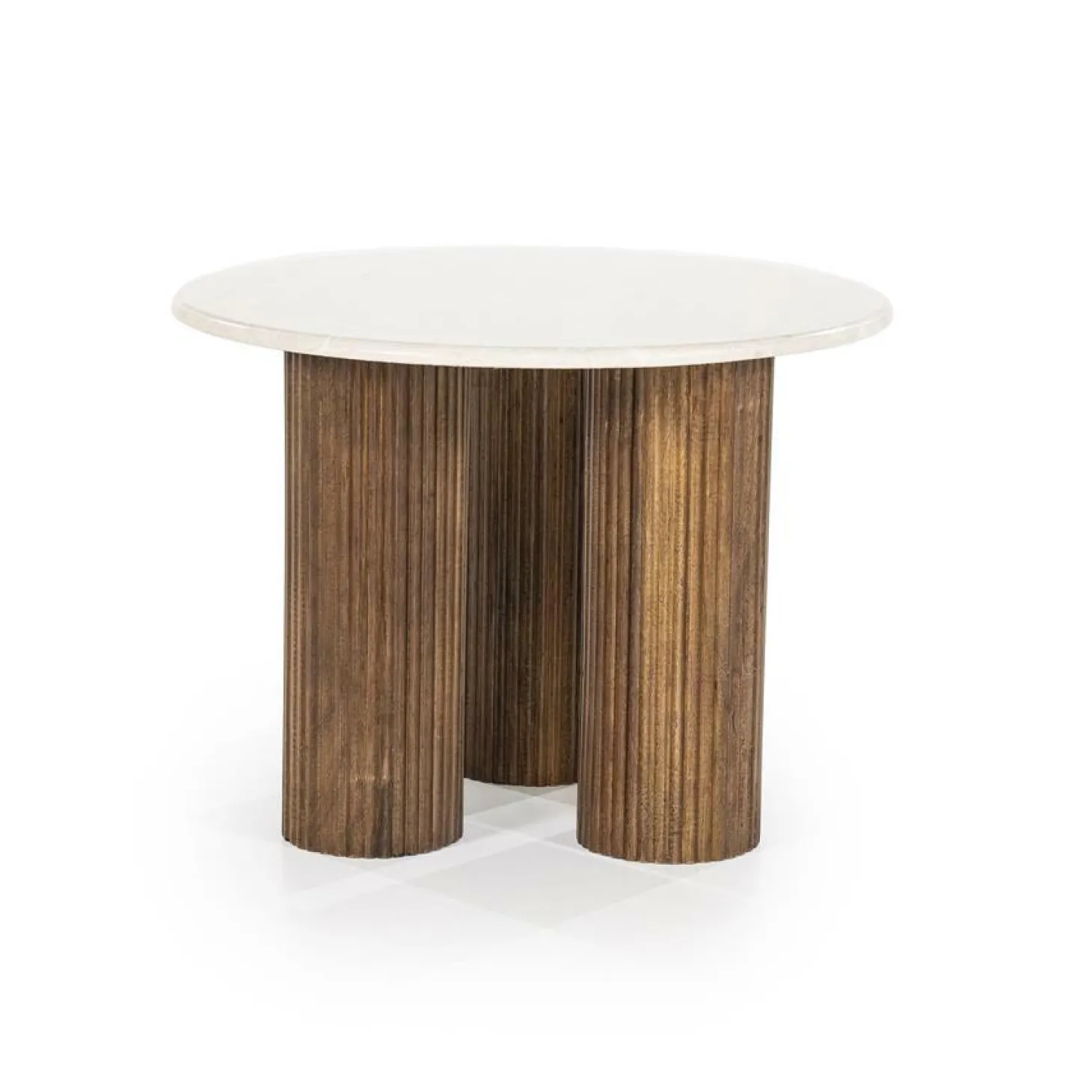 Ronde Bijzettafel Xavi Marmer en Mangohout - 60cm - Loft24.nl