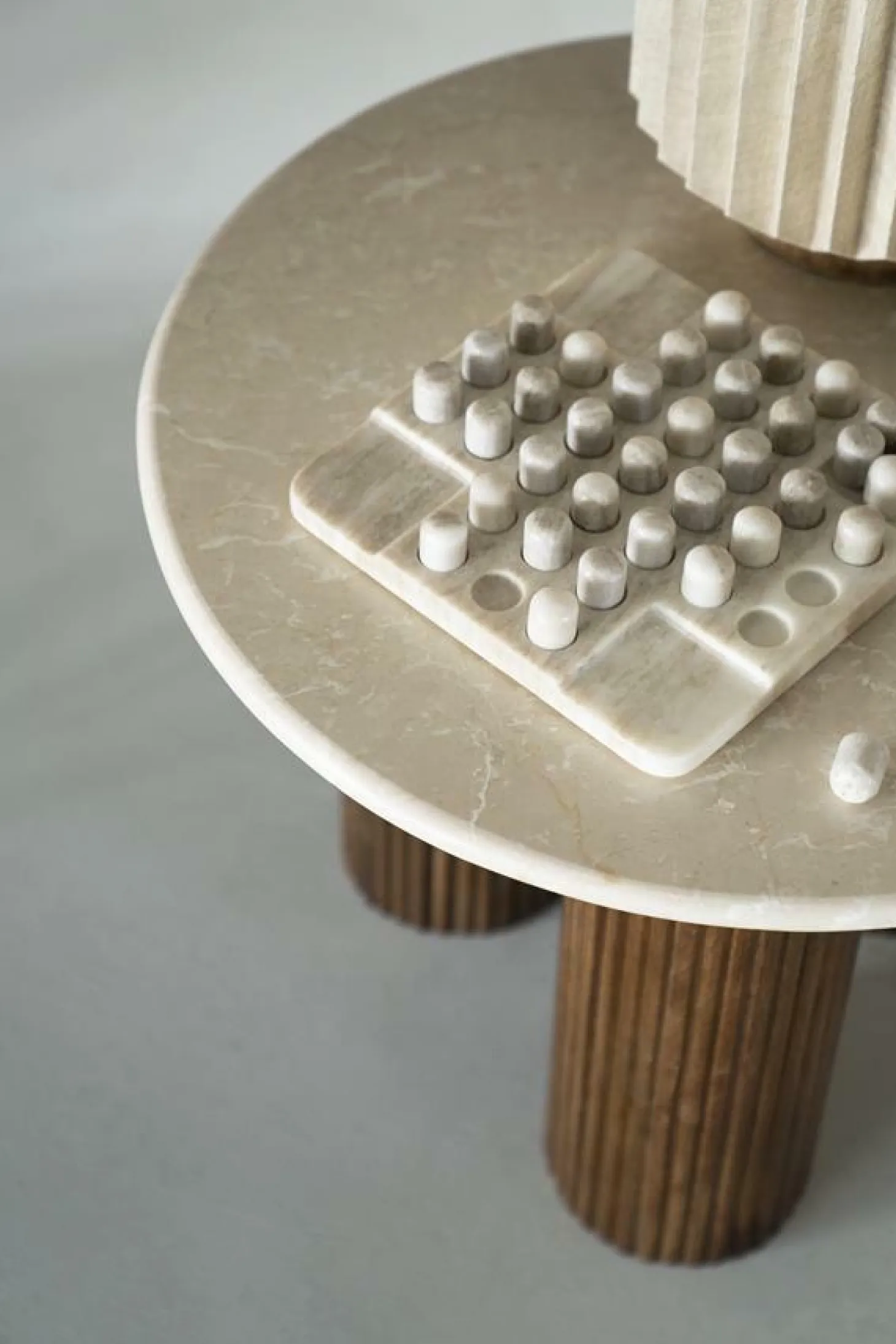 Ronde Bijzettafel Xavi Marmer en Mangohout - 60cm - Loft24.nl