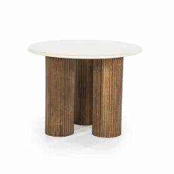 Ronde Bijzettafel Xavi Marmer en Mangohout - 60cm - Loft24.nl