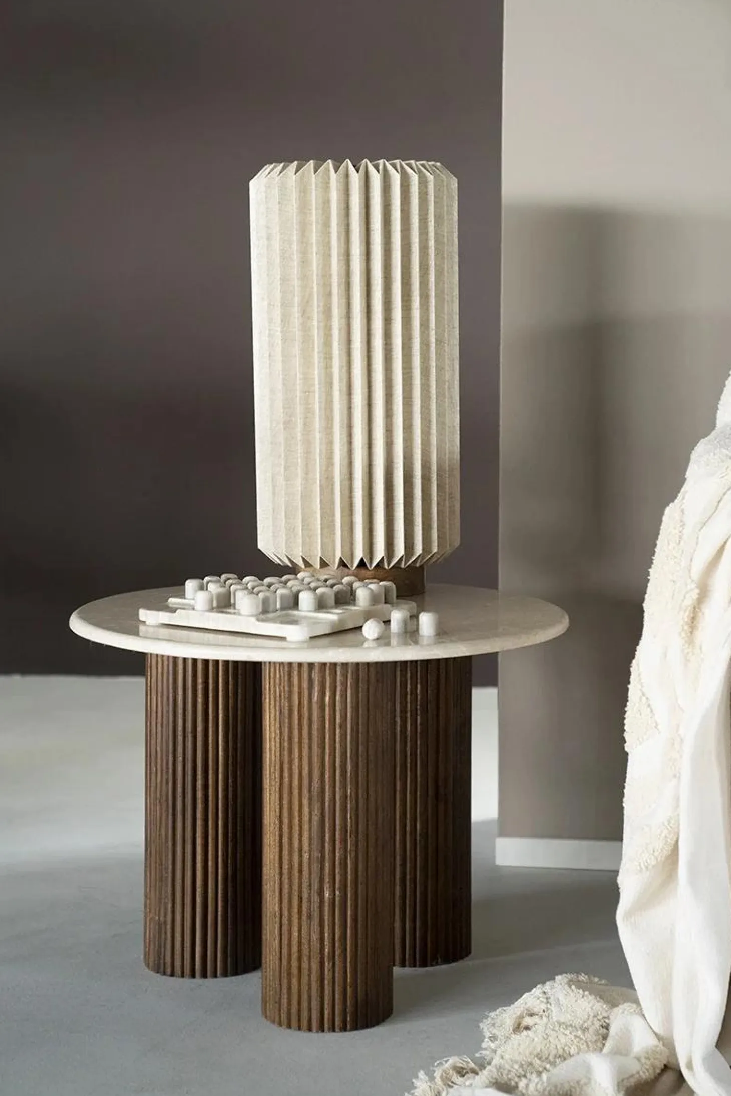 Ronde Bijzettafel Xavi Marmer en Mangohout - 60cm - Loft24.nl