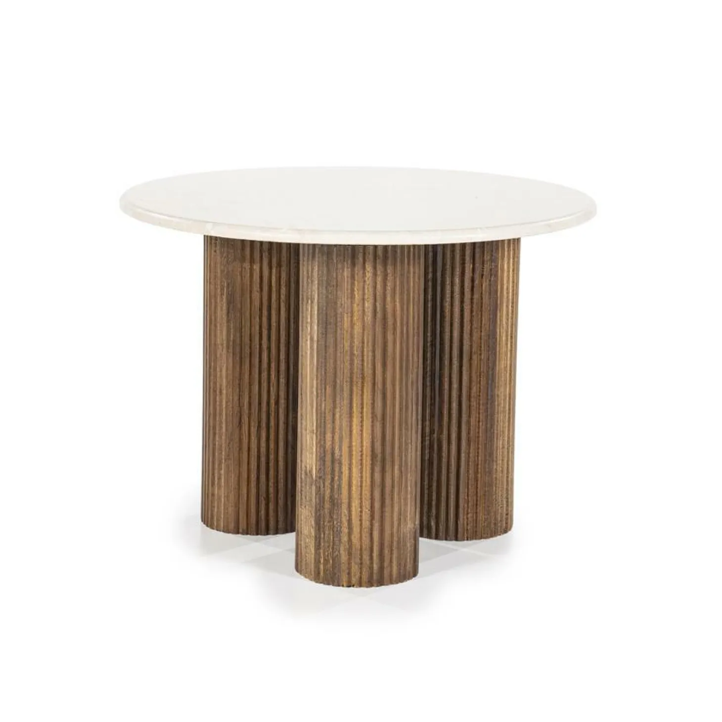 Ronde Bijzettafel Xavi Marmer en Mangohout - 60cm - Loft24.nl