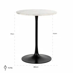 Ronde Bistrotafel Carlten Marmer Ø65 cm - Wit - Loft24.nl