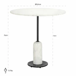 Ronde Bistrotafel Jagger Marmer Ø76 cm - Wit - Loft24.nl