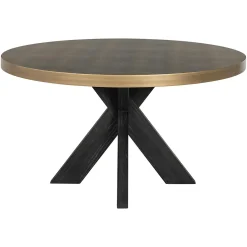 Ronde Eettafel Bloomville segrijn lederlook Ø140cm - Zwart - Loft24.nl