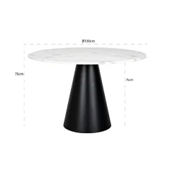 Ronde Eettafel Degas Faux Marmer Ø120 cm - Wit - Loft24.nl