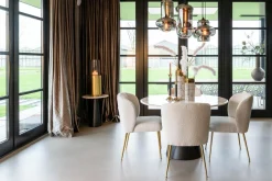 Ronde Eettafel Degas Faux Marmer Ø120 cm - Wit - Loft24.nl