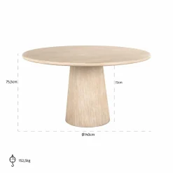 Ronde Eettafel Fictus Faux Travertine Ø140 cm - Beige - Loft24.nl