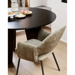 Ronde Eettafel Fries Eiken, 129cm - Zwart - Loft24.nl