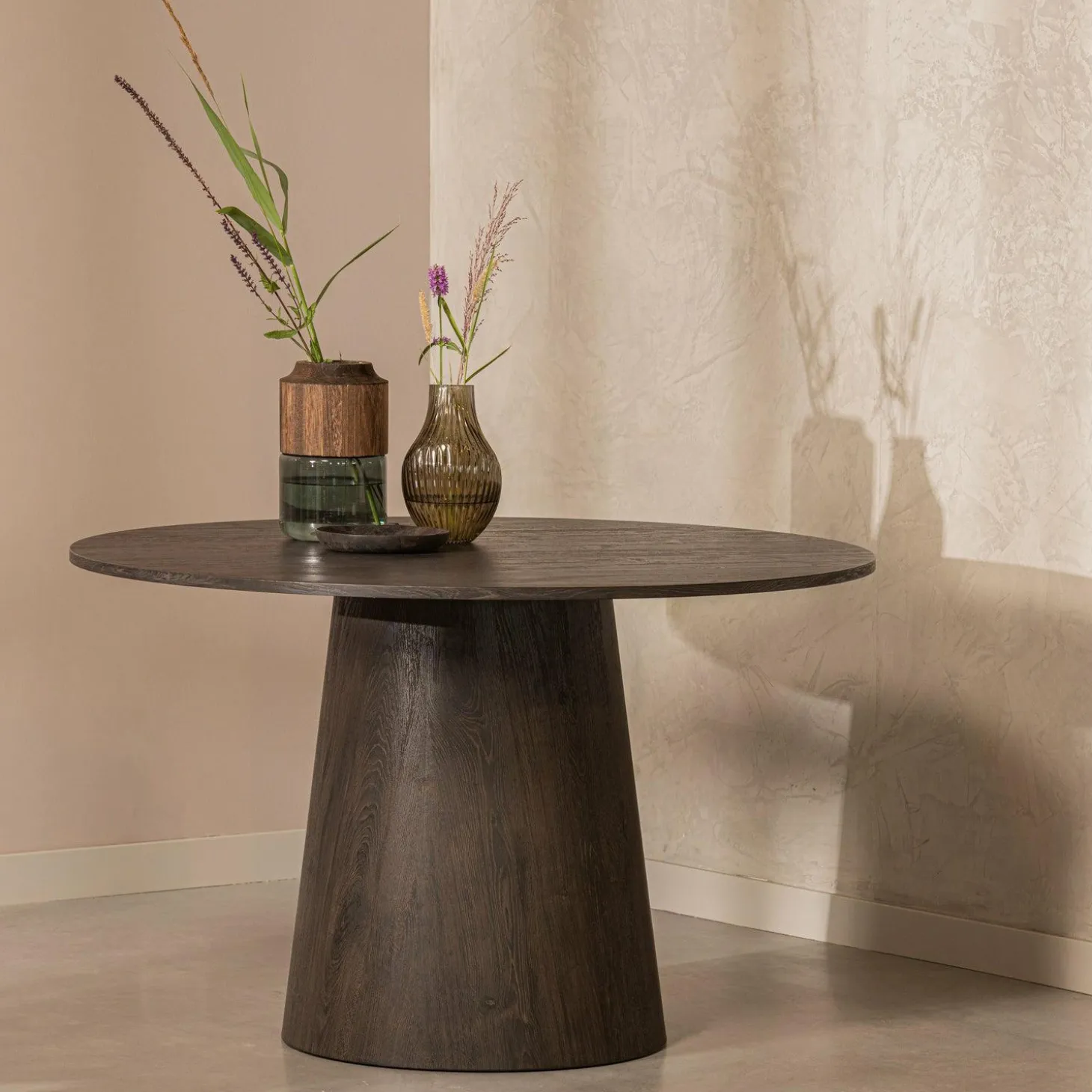 Ronde Eettafel Maan 120cm, kleur Donkerbruin - Loft24.nl