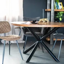 Ronde Eettafel Oscar mangohout met kruispoot Naturel 150cm - Loft24.nl