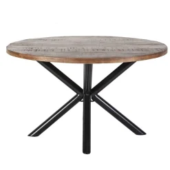 Ronde Eettafel Oscar mangohout met kruispoot Naturel 150cm - Loft24.nl