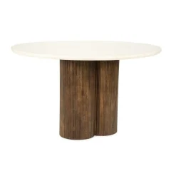 Ronde Eettafel Xanni Marmer en Mangohout 130cm - Loft24.nl