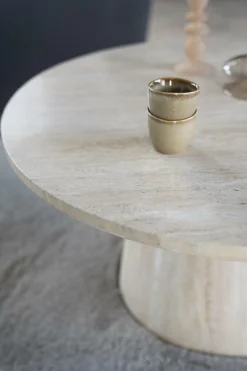 Ronde Salontafel Aime Travertin 70 x 38 cm - Loft24.nl